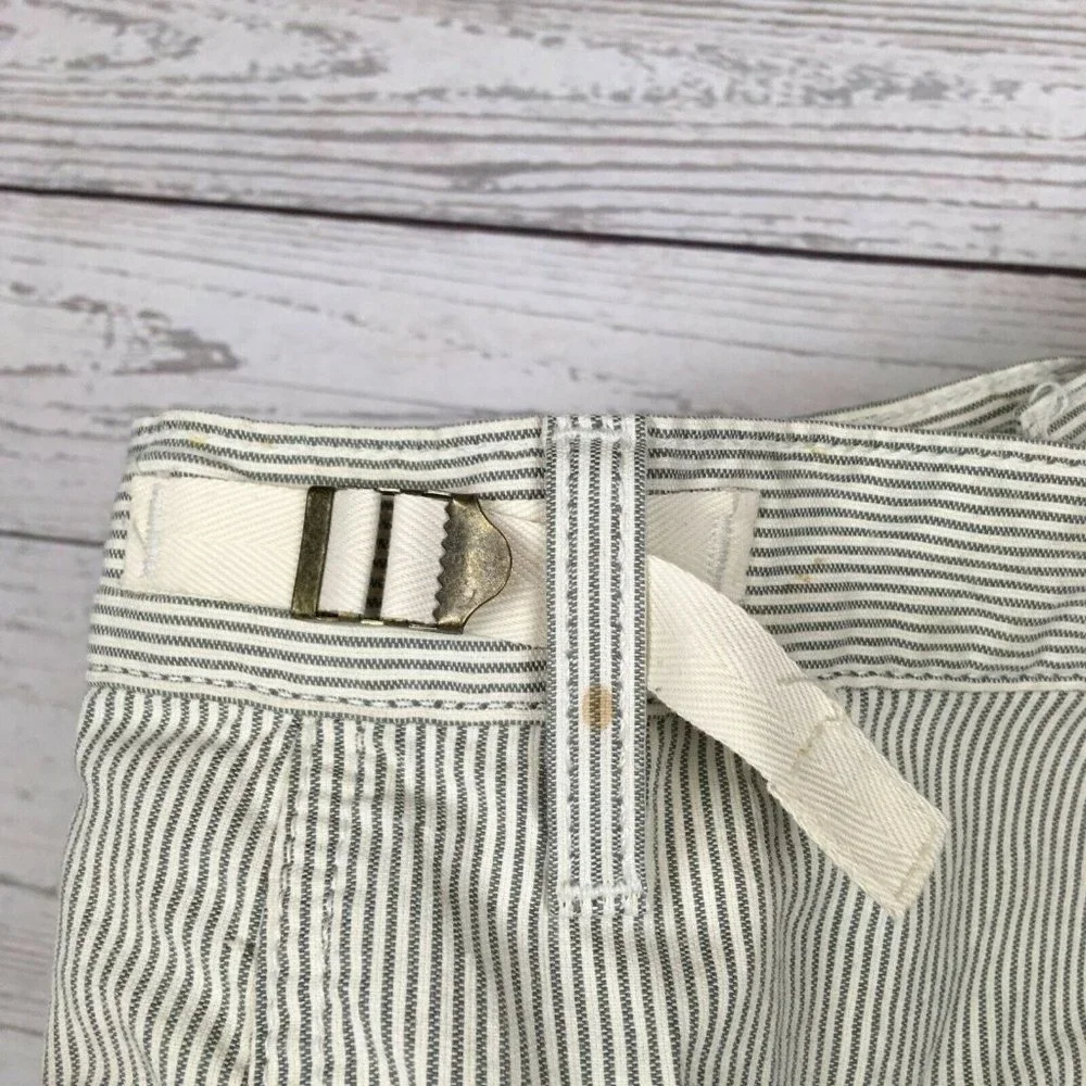 7 For All Mankind Mens 36 Cargo Shorts Conductor Stripe White Blue Seven